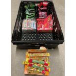 Contents to tray - assorted counter display boxes and contents - Refreshers, Love Hearts,