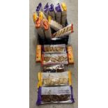 Contents to crate - 17 x packs of assorted biscuits by Grandma Wilds, etc - stem lemon and ginger,