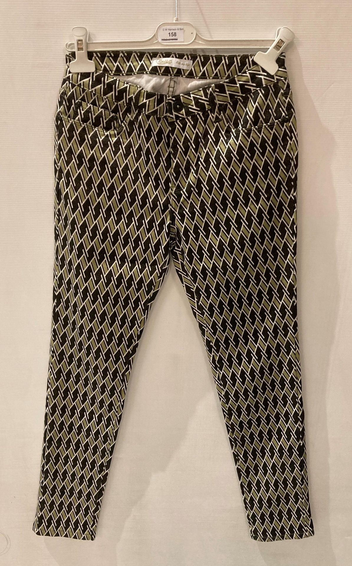 5 x Toxik ladies mosaic print trousers with 2 pockets to front, sizes XS,