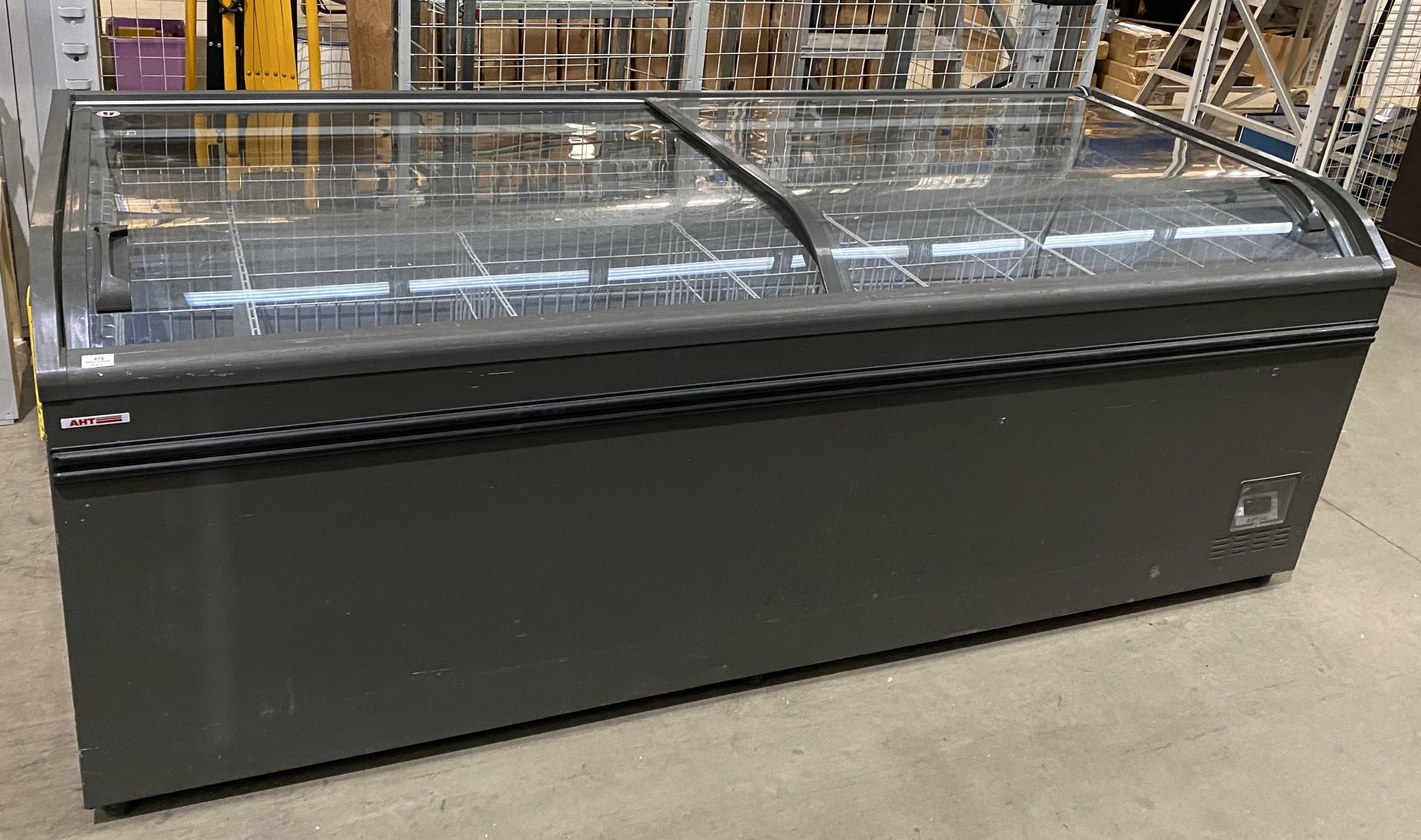 Athen 250XL chilled refrigerated display counter in grey with perspex sliding doors,