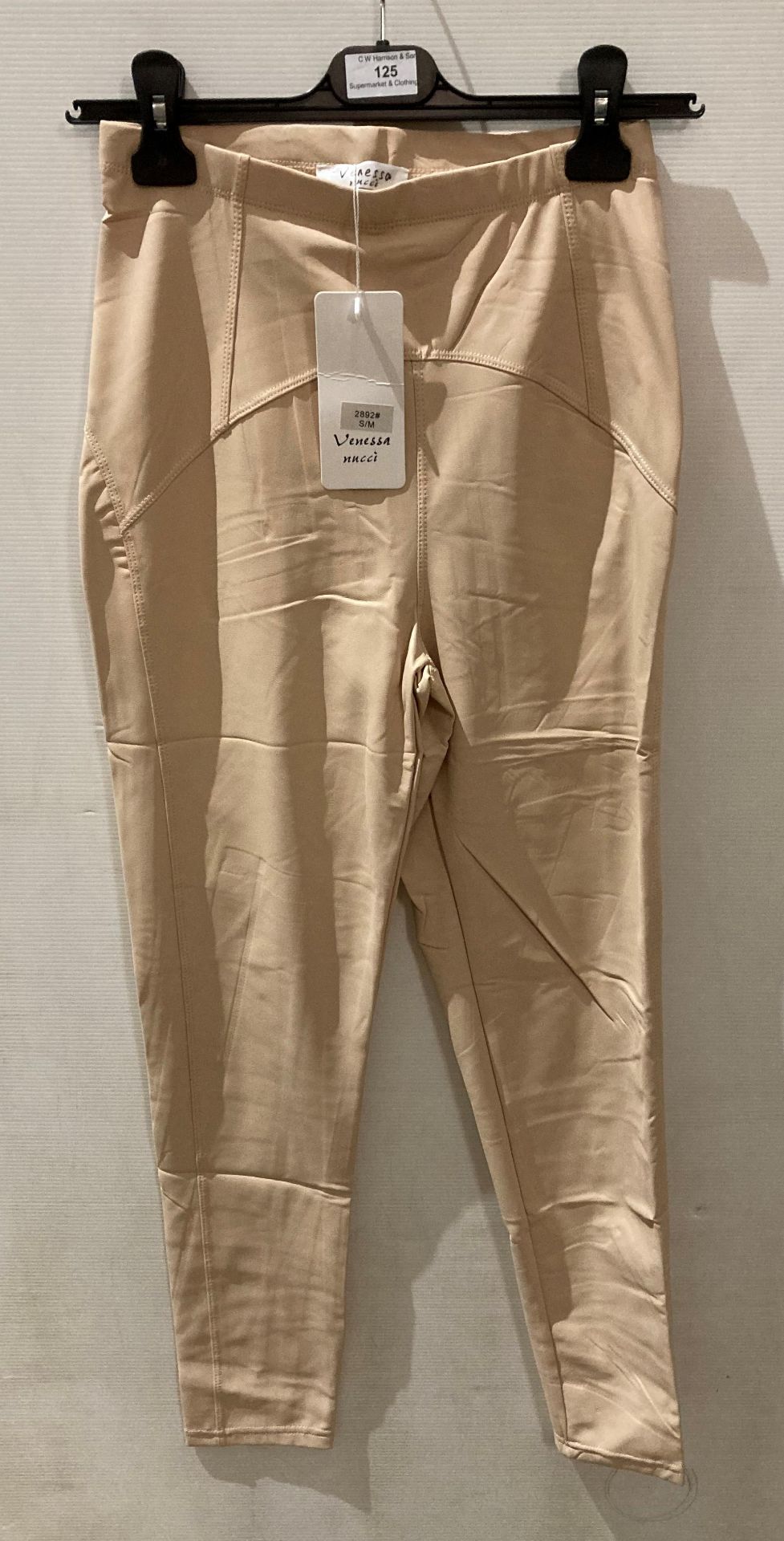 17 x Vanessa Nvcci cream coloured pleather finish leggings/trousers, sizes S/M,