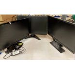 3 x Assorted computer monitors by Benq,