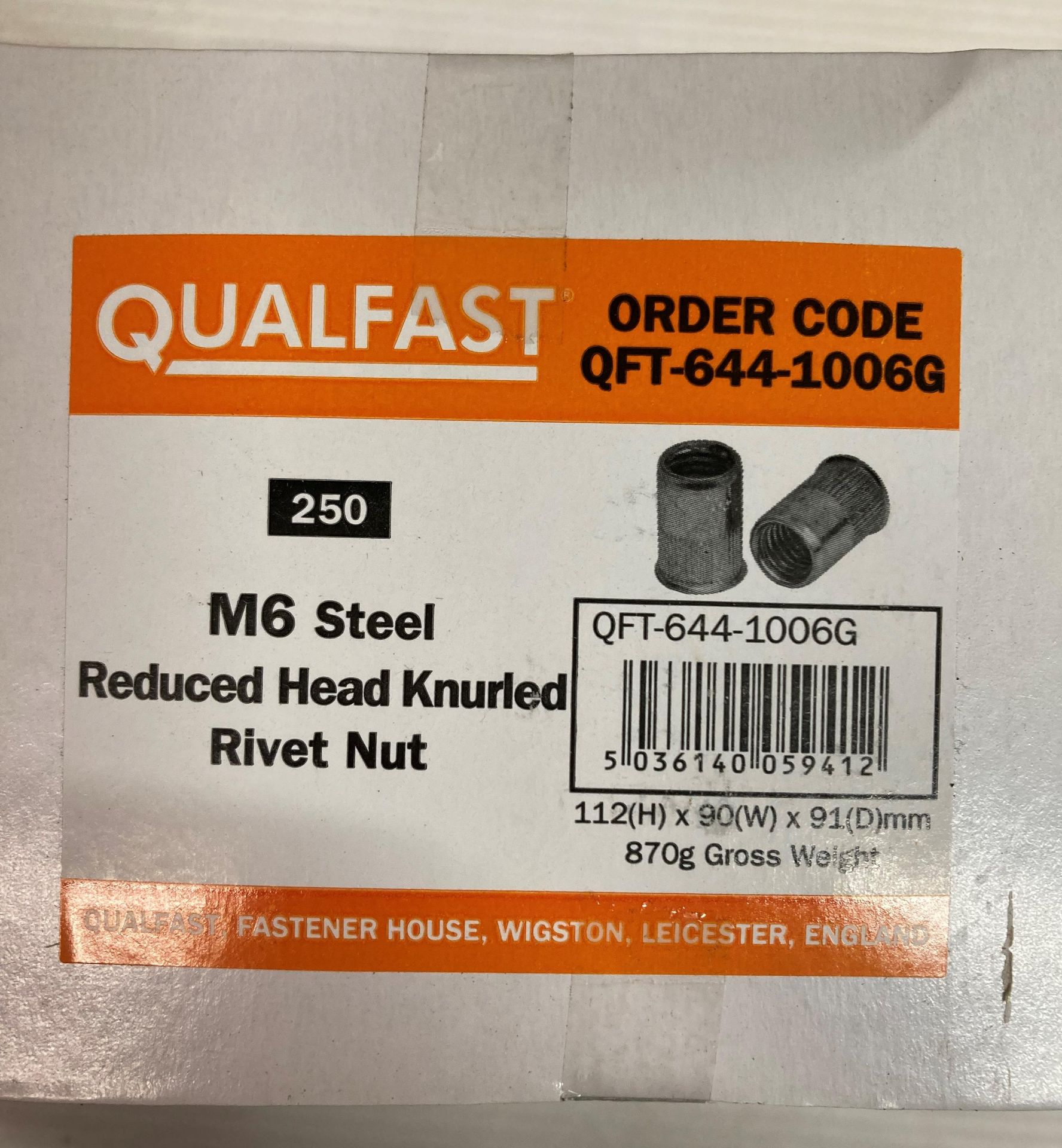 78 x boxes of 250 Qualcast M6 steel reduced head rivet nuts - product code: QTF-644-1006G (J11) - Image 2 of 2