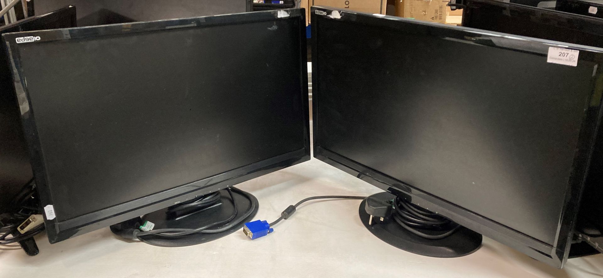 2 x Edge10 LED LCD 24" computer monitors with power leads (saleroom location: G11)