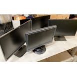 4 x Assorted computer monitors by AOC, View Sonic,