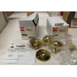 2 x Legge brass-coloured oval mortice knobs (50mm) - new boxed (J13)