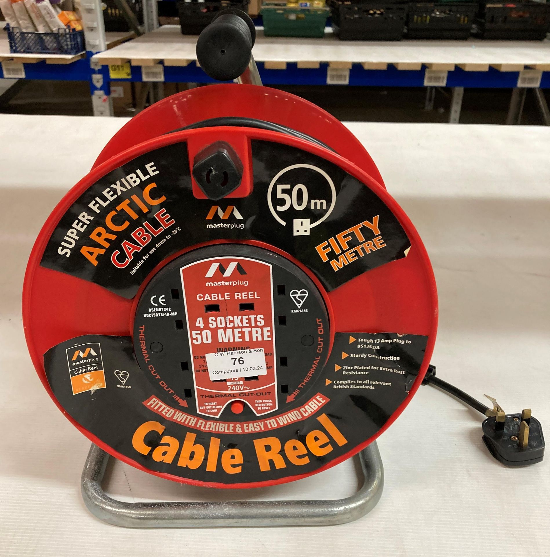 4-socket 50-meter extension reel (no test) (J10)