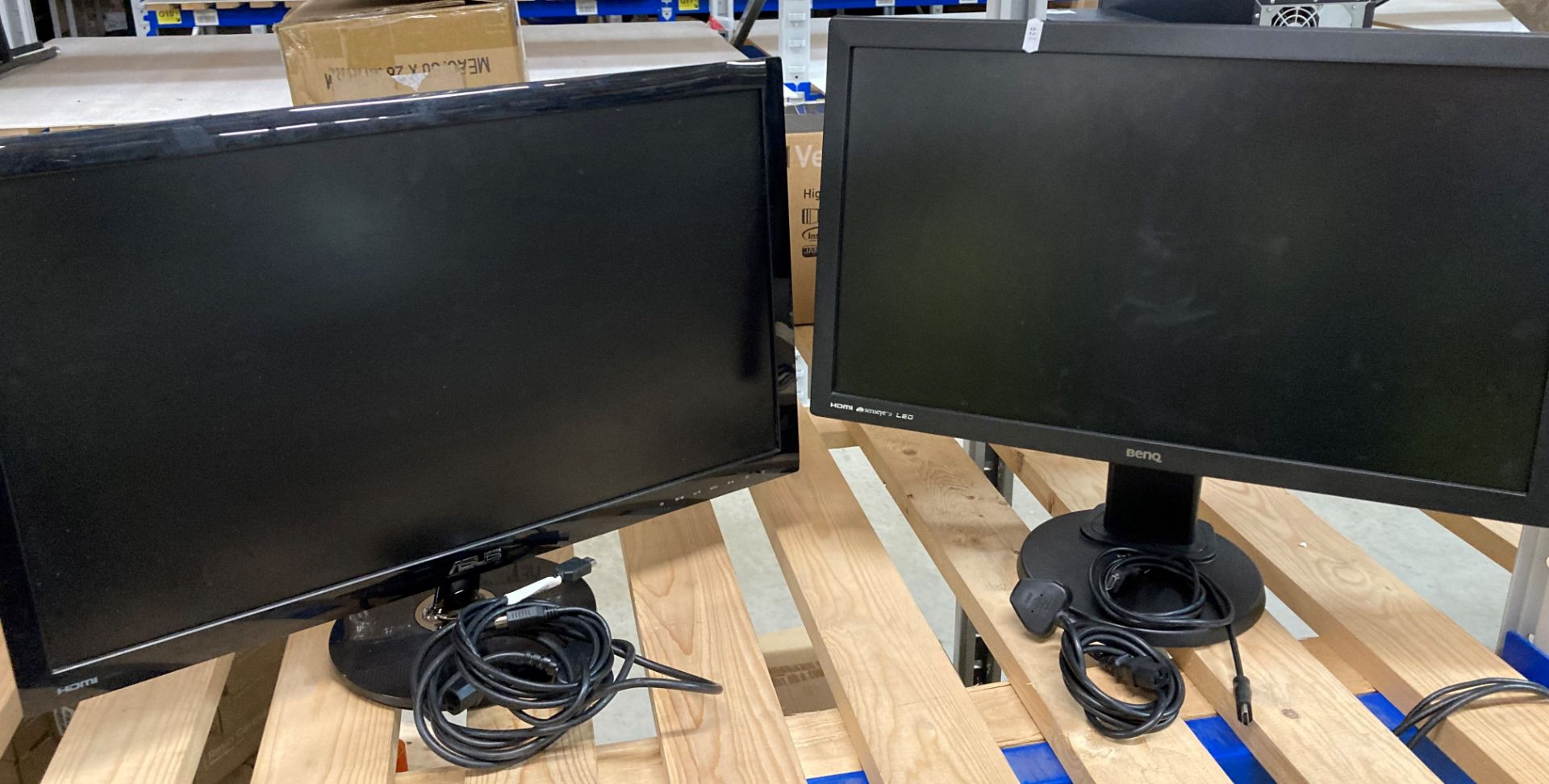 2 x HDMI computer monitors by Benq Senseye BL2405 and Asus - complete with power lead and HDMI