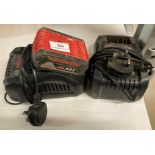 2 x 18v Bosch battery chargers and one battery (saleroom location: F10)