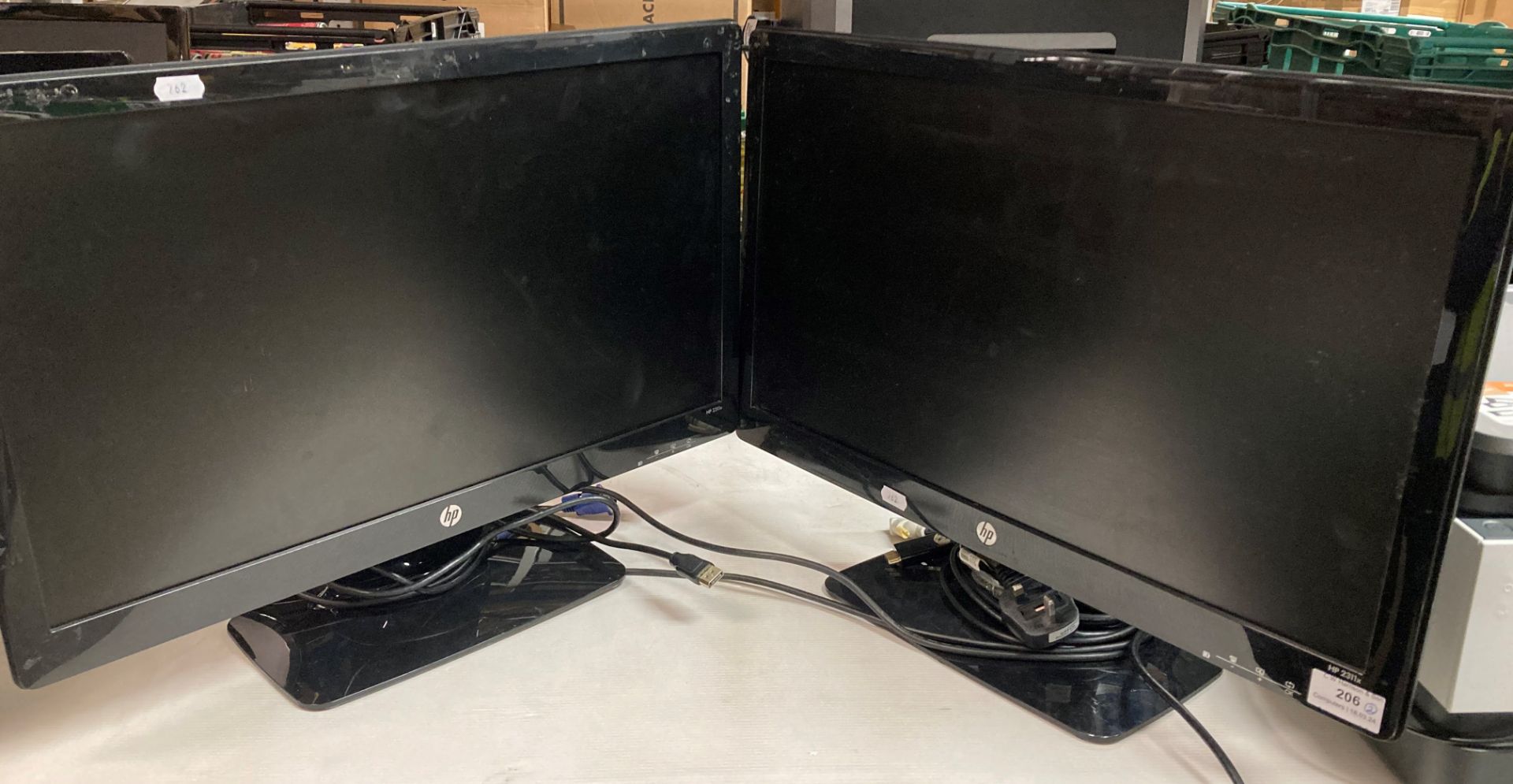 2 x 23" HP 2311x computer monitors with power leads (saleroom location: G11)