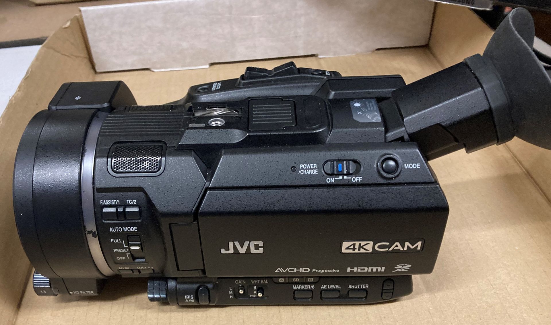 2 x JVC AVCHD 4K hand-held video cameras complete with Lumix lenses, spare batteries, microphones, - Image 2 of 2