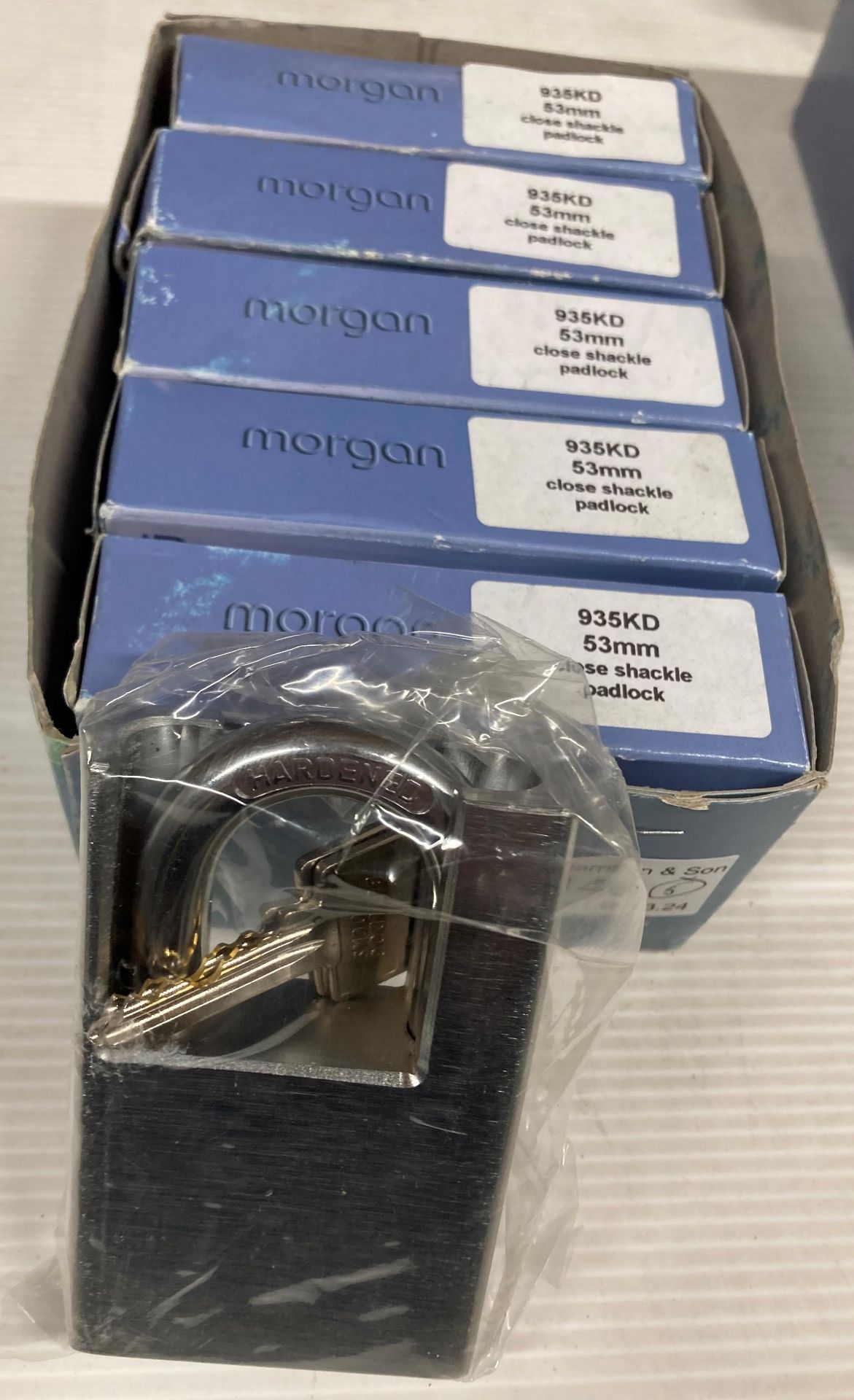 5 x Morgan 53mm closed shackle padlocks (H12)