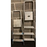 2 x aluminium 3 tread and 4 tread stepladders (PO BACK WALL)