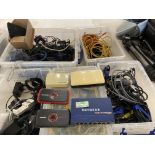 Contents to 5 plastic boxes - quantity of HDMI, SD, Fibre optic and networking cables,