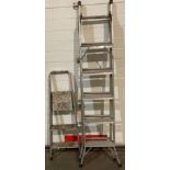 2 x items - a 10 step 3-in-1 combination ladder and 2 tread aluminium step ladder (RD 2)