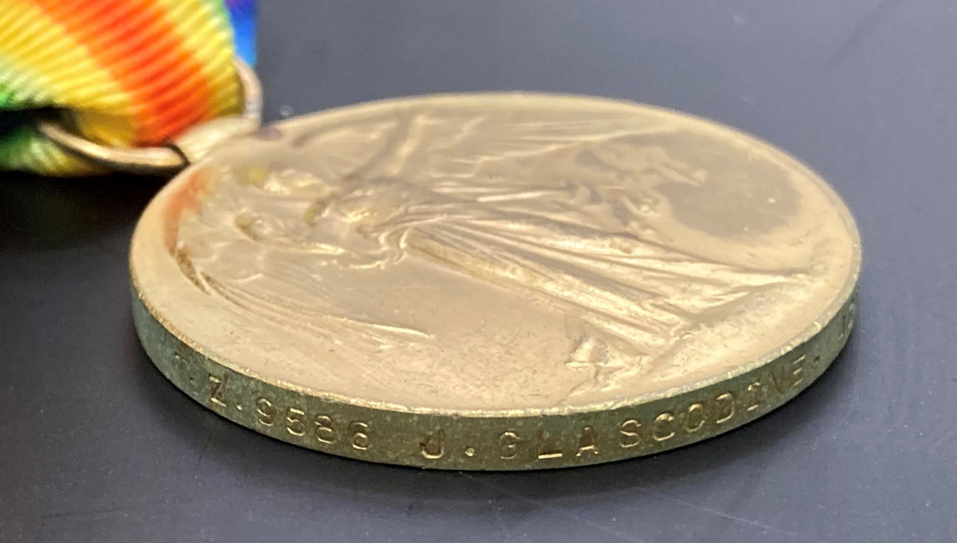 British War Medal, Victory Medal, (T.Z. 9586 J. GLASCODINE. ACT. L. S. R.N.V.R. - Image 3 of 4