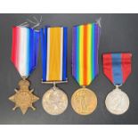 Three First World War medals including 1914-1915 Star,