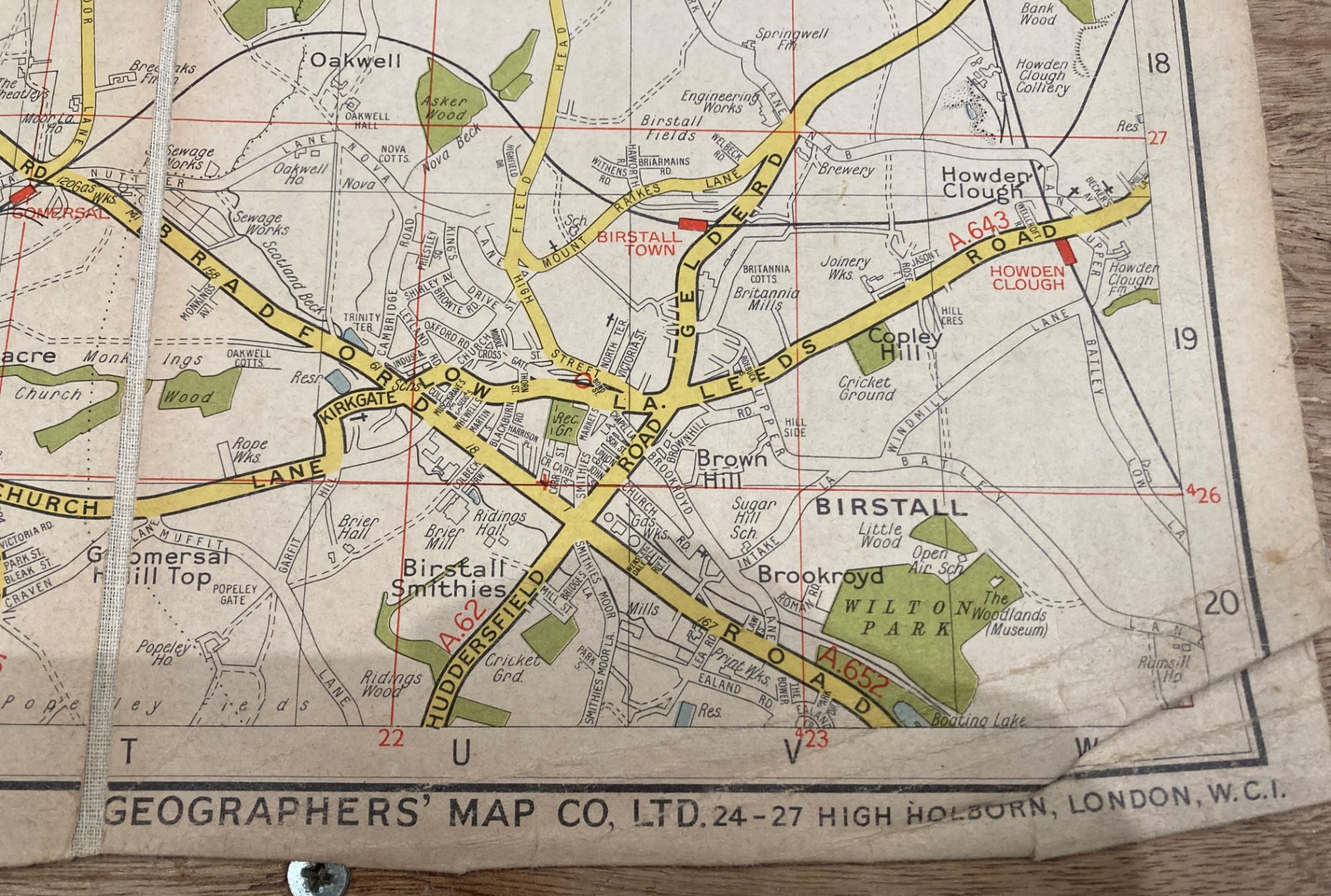 A linen folding street map of Bradford, in cover, by Geographers' Map Co Ltd, 24-27 High Holborn, - Image 6 of 10