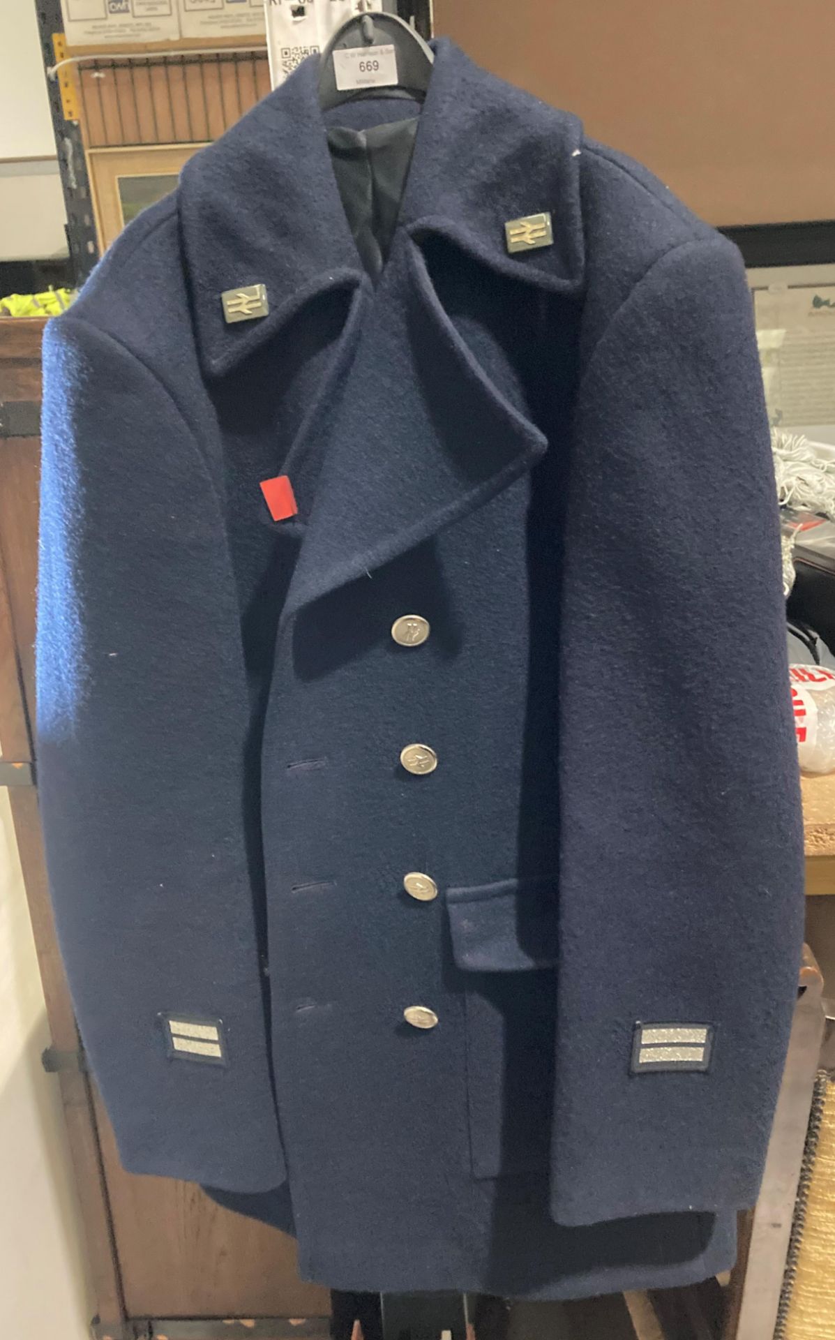 A British Rail overcoat in blue,