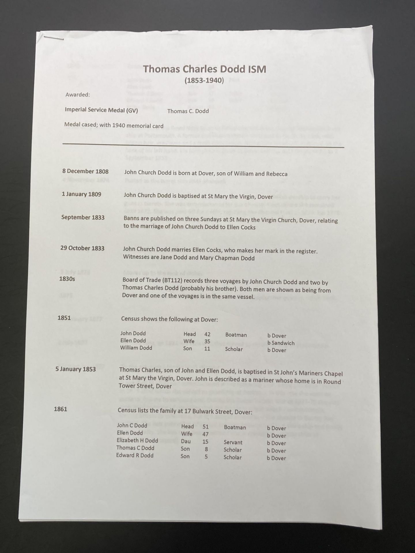 Cased IMPERIAL SERVICE ORDER Gv named to THOMAS C. DODD. - Image 5 of 5