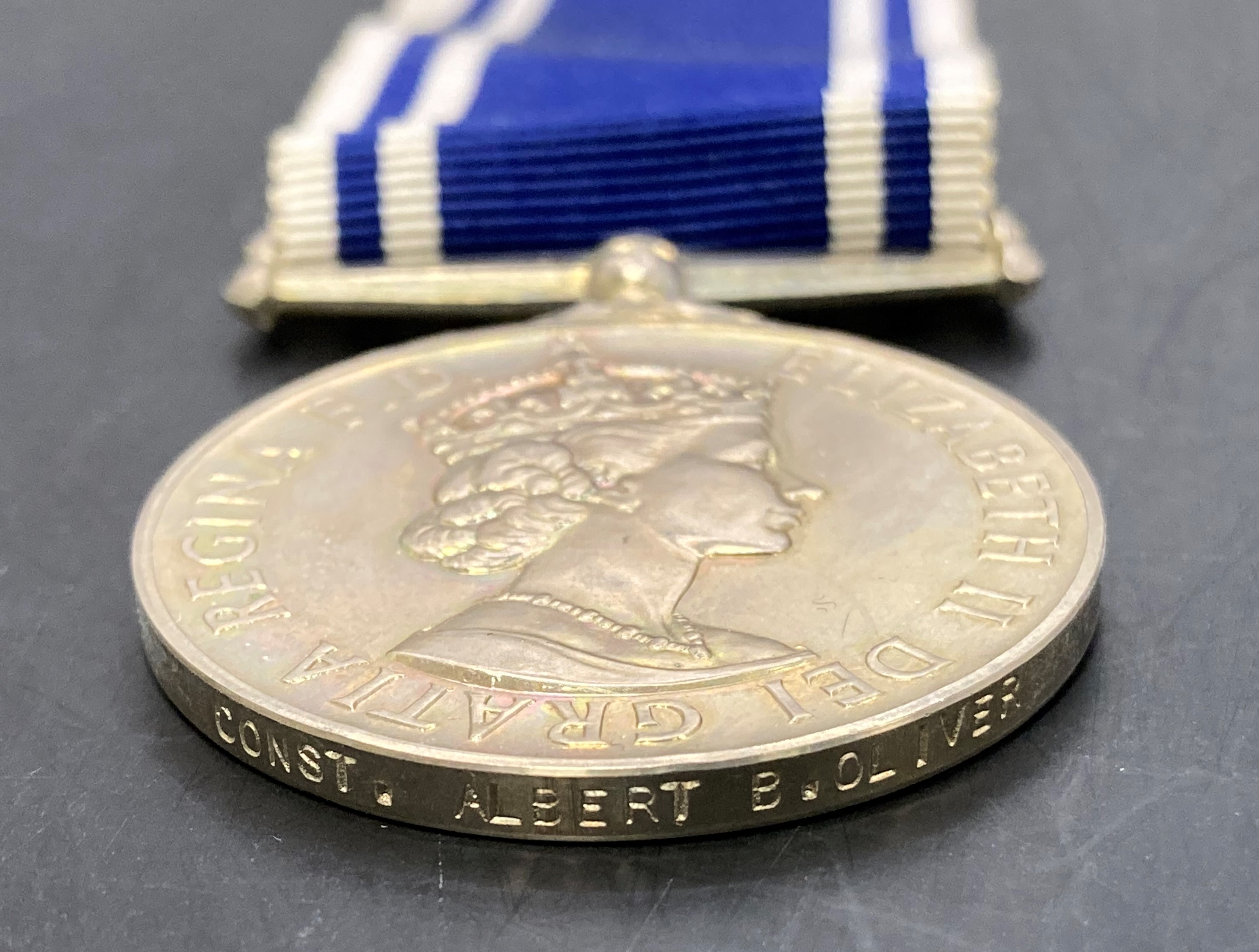 Police Exemplary Service Medal (Queen Elizabeth II) complete with ribbon and in box of issue to - Image 2 of 2