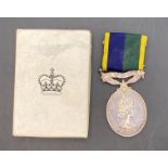 Efficiency Medal with clasp T and AVR and ribbon in box of issue to 21128071 Sgt DE Sedgman RAOC
