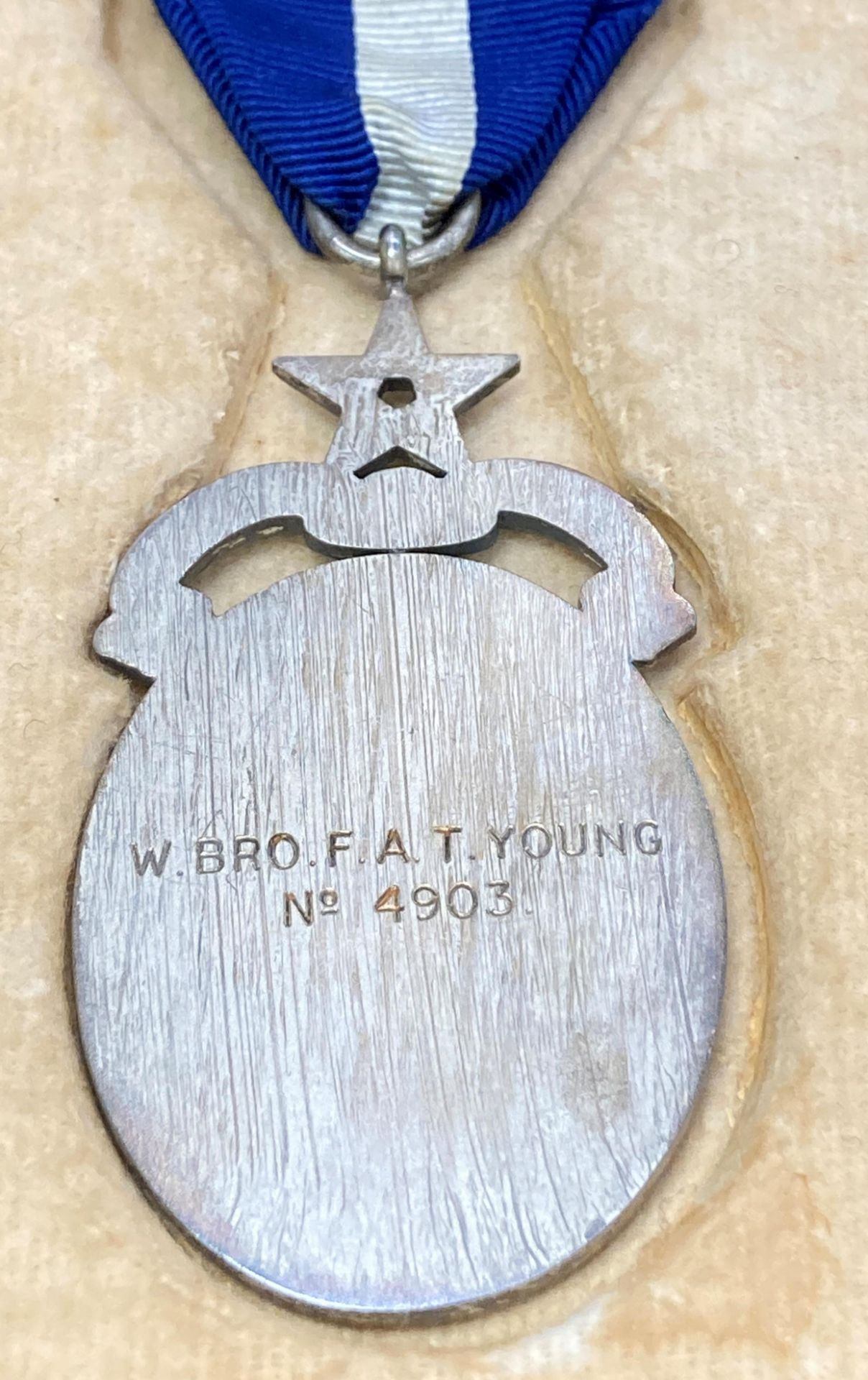 Masonic jewel in named fitted box of issue named to W. Bro. F.A.T. Young, no. - Image 3 of 4