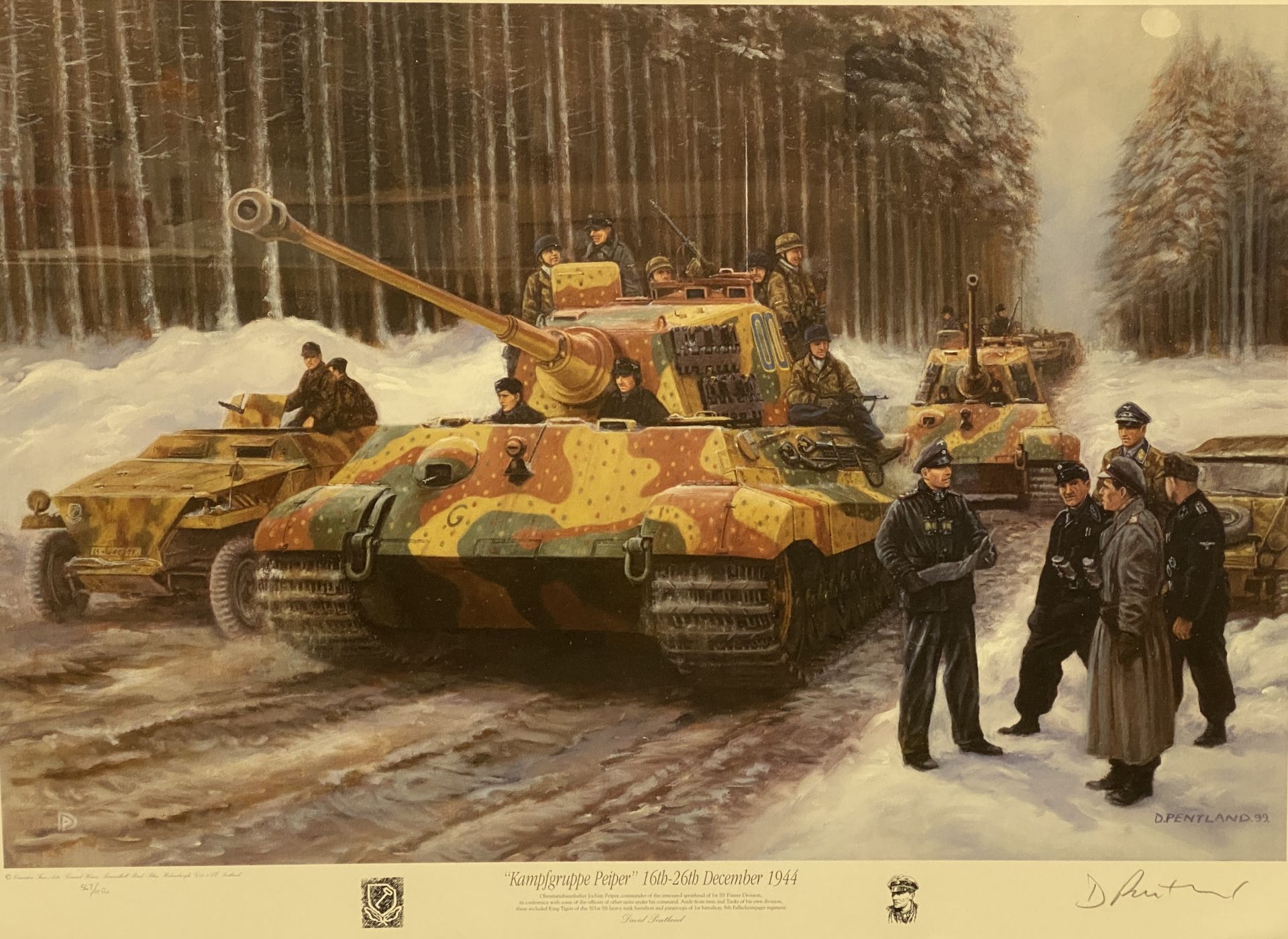 D Pentland '99 Kampfgruppes Reiper' 16th-26th December 1944 framed Limited Edition print, - Image 2 of 6