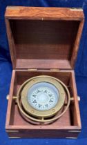 C Plath Hamburg Germany brass compass in walnut case (Saleroom location: S2 counter 3)