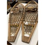 Pair of wooden snowshoes,