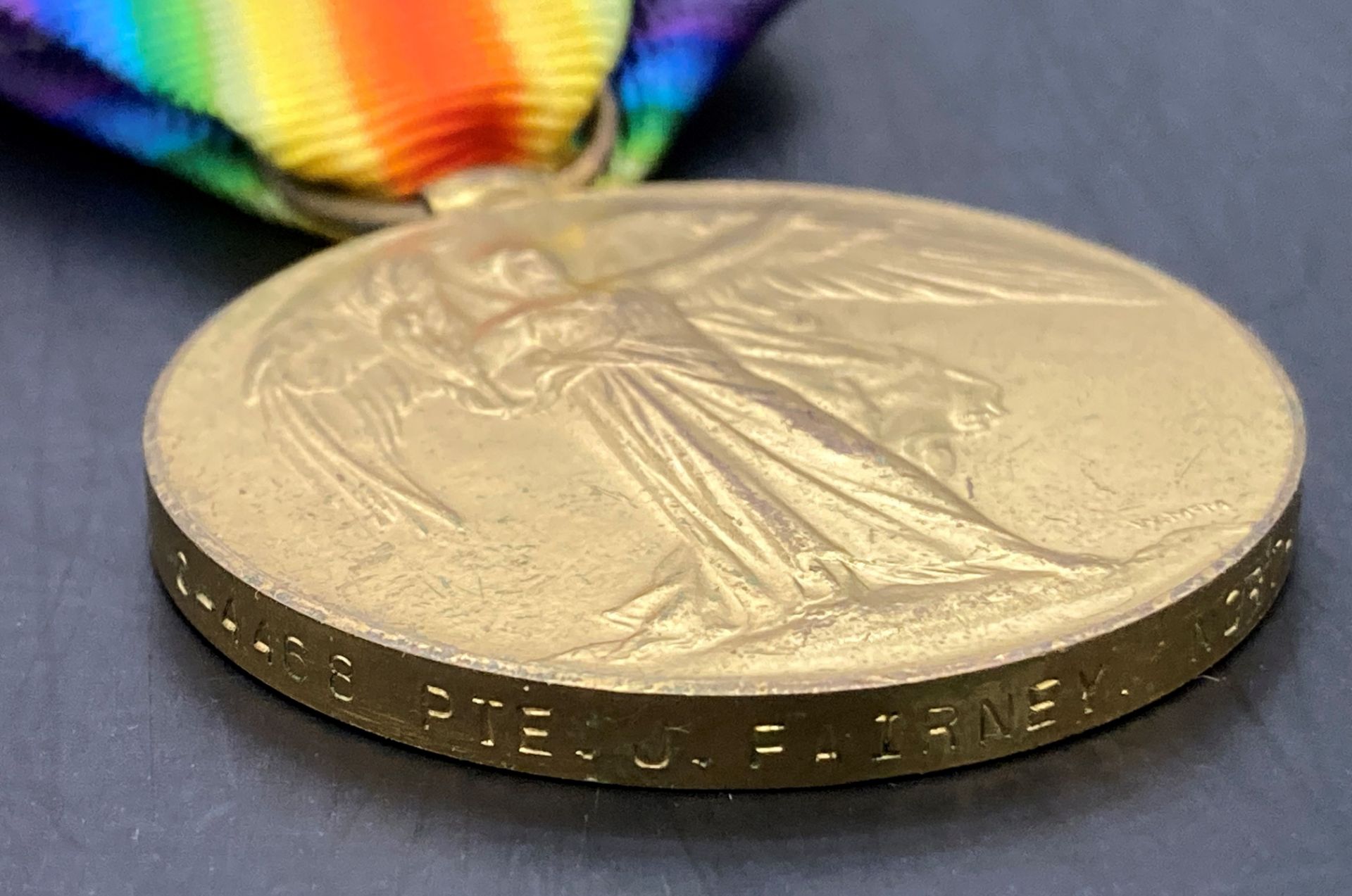 Two First World War medals - War Medal and Victory Medal complete with ribbons to 6-4468 Pte J - Image 2 of 3