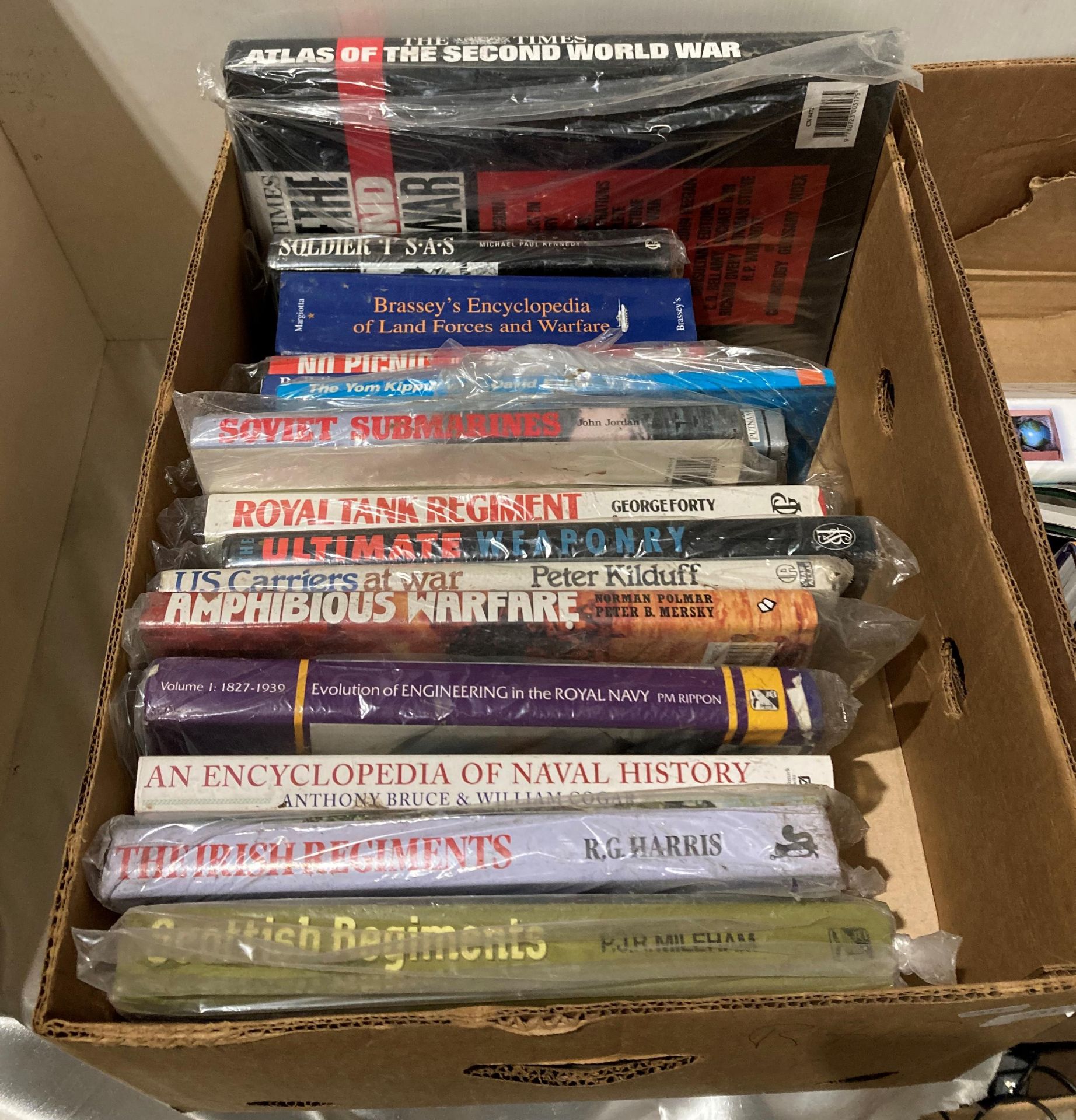 Contents to two boxes - 26 assorted books including military-related books on warfare, naval, - Image 2 of 3