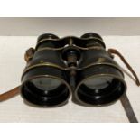 Pair of brass and black coated airborne vintage binoculars with stamps reg no: 6E/336 crown AM