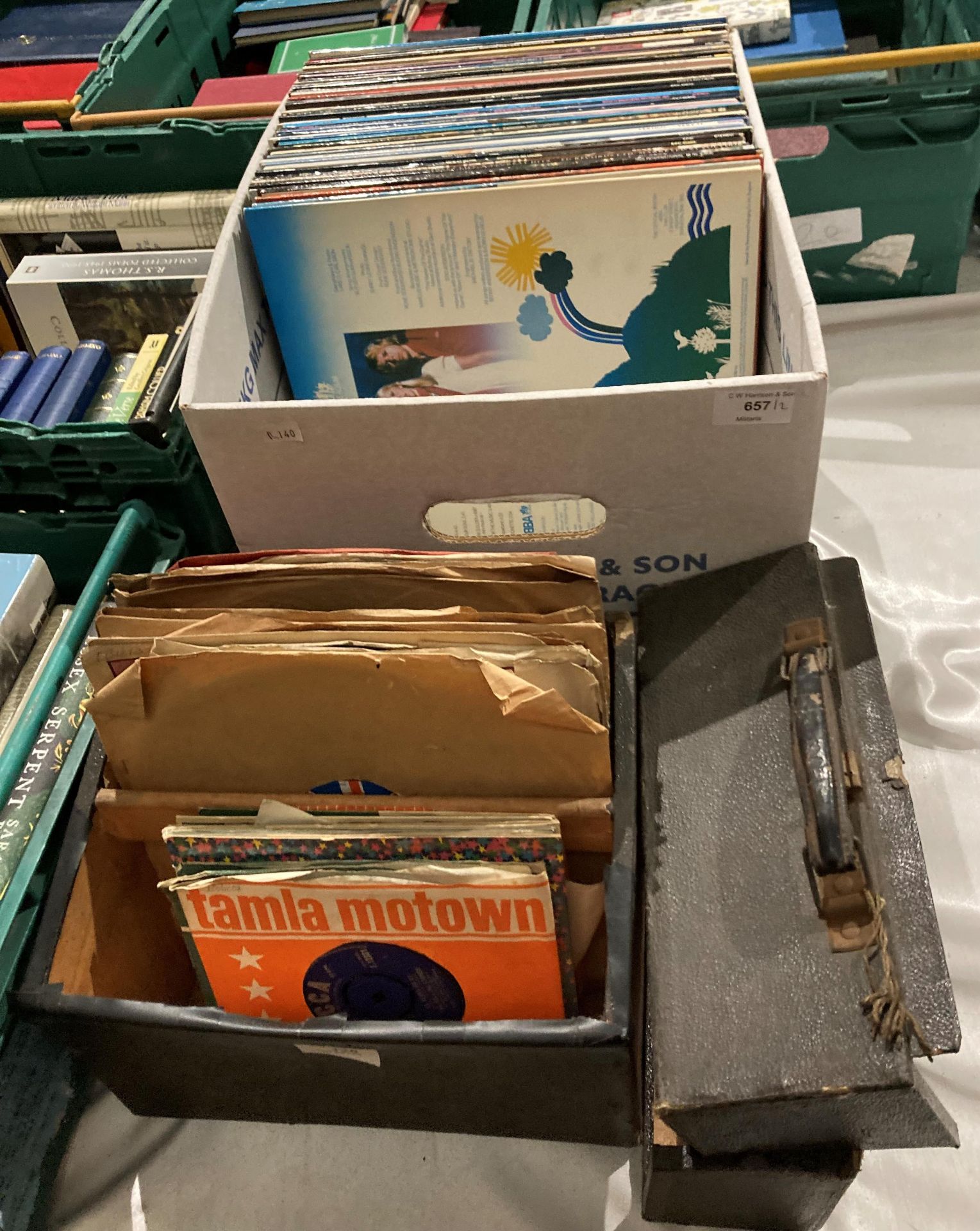 Contents to box - approximately 50 assorted LPs including Rock and Pop circa 1970s-1990s, etc,