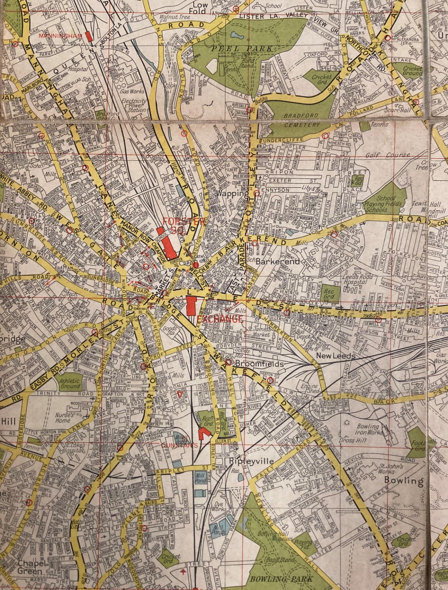 A linen folding street map of Bradford, in cover, by Geographers' Map Co Ltd, 24-27 High Holborn, - Image 7 of 10