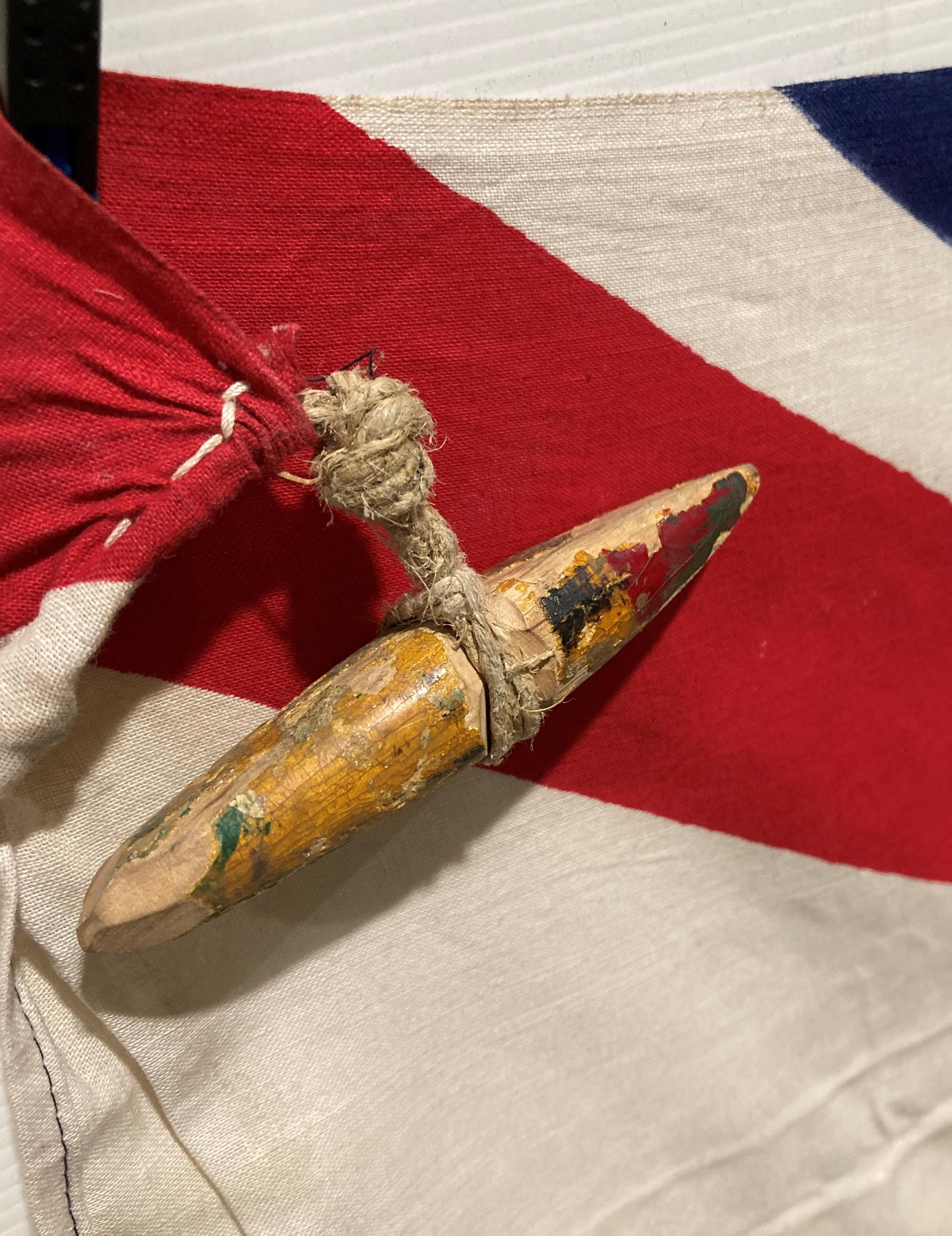 Union Jack flag with wooden pegs to two corners, - Image 3 of 5