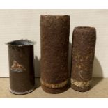 Three assorted military shells,1916 18 PR II EXW C.