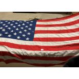 An American Stars and Stripes flag, fifty stars and thirteen stripes,