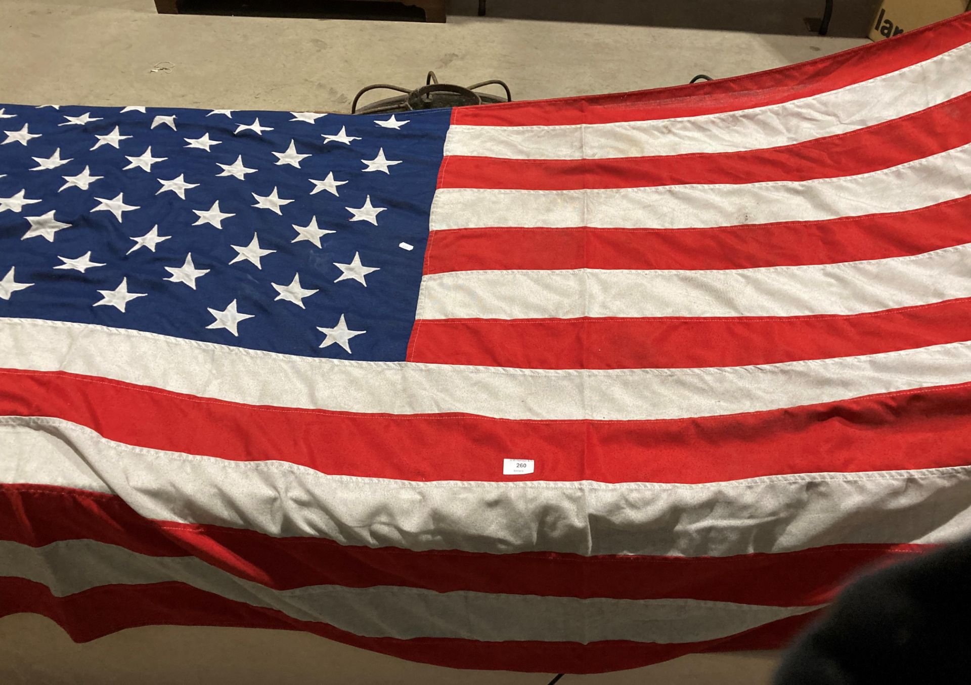 An American Stars and Stripes flag, fifty stars and thirteen stripes,
