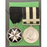Order of St John Serving Members Badge and St Johns Service Medal and Clasp complete with ribbons