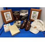 Contents to box - a pair of gentleman's Samuel Windsor handmade leather shoes in brown, size 8½,