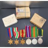 Five Second World War Medals 1939-1945 Star, Africa Star, Italy Star,