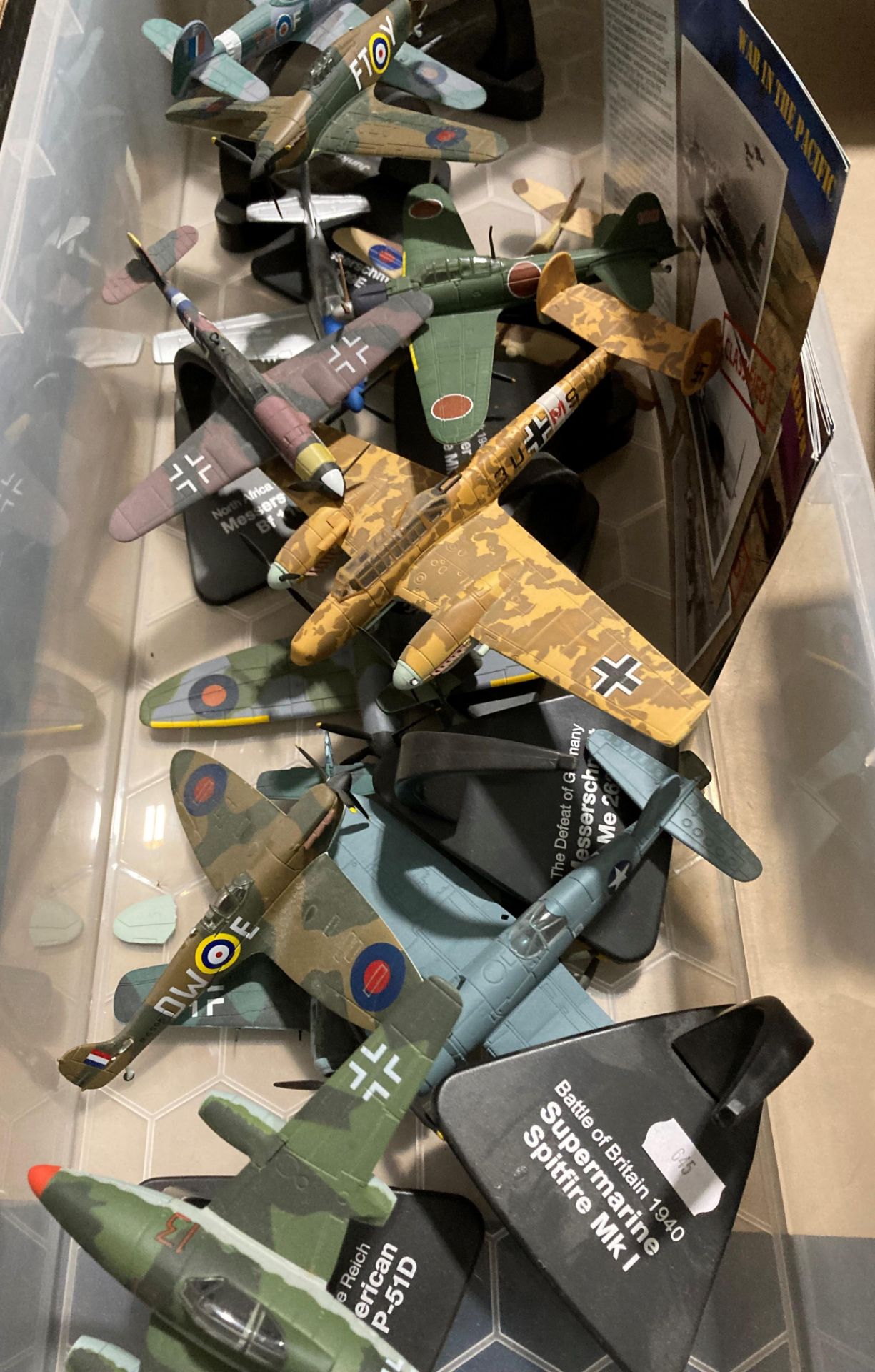 Contents to plastic box - thirteen Atlas Editions scale model Second World War fighter planes and - Image 2 of 3