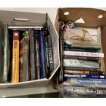 Contents to two boxes - approximately 24 assorted books on battle ships, military aviation,