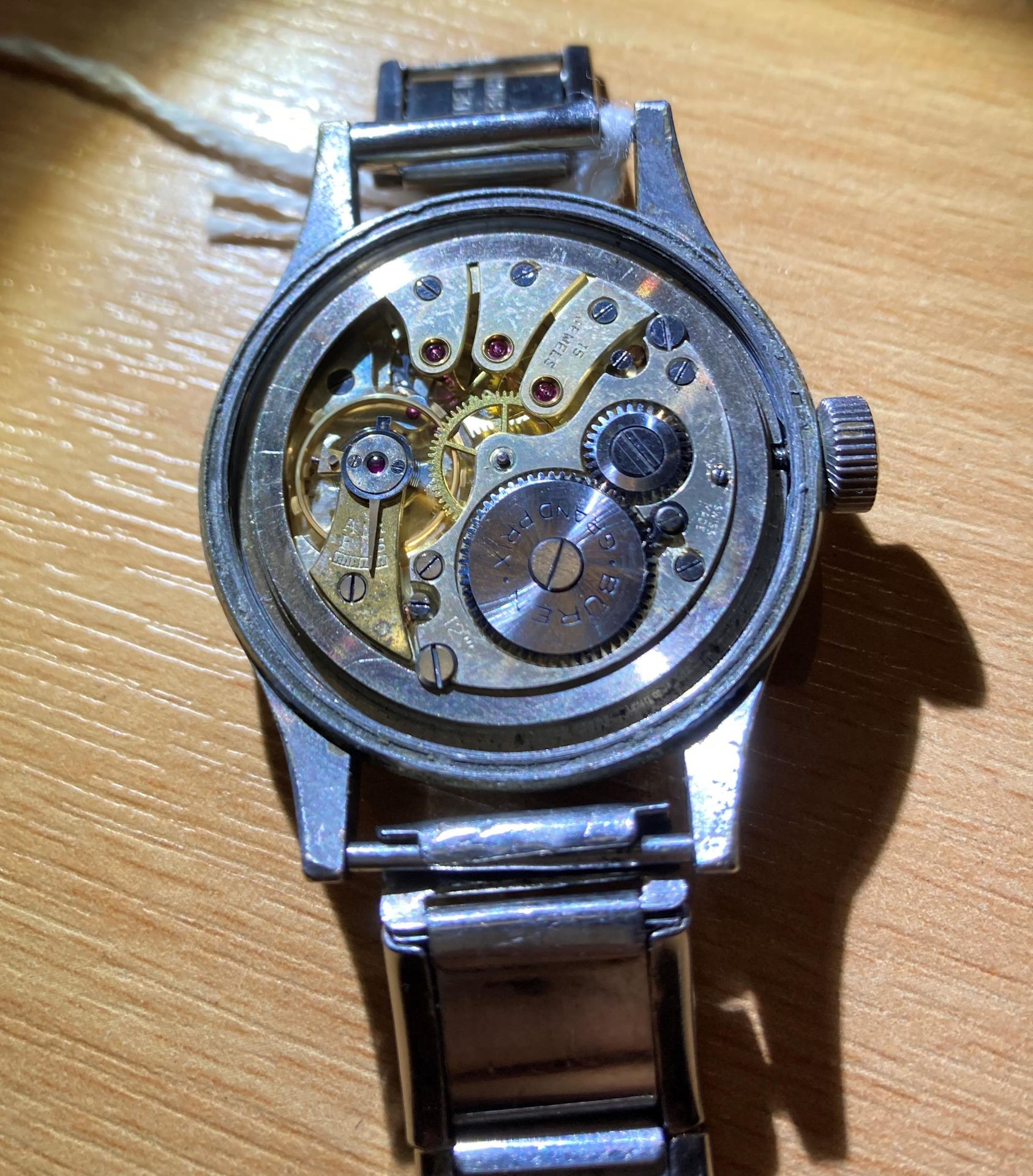 Military issue 'Buren - Grand Prix' WWW Dirty Dozen British Army watch with marking to back, - Image 6 of 9