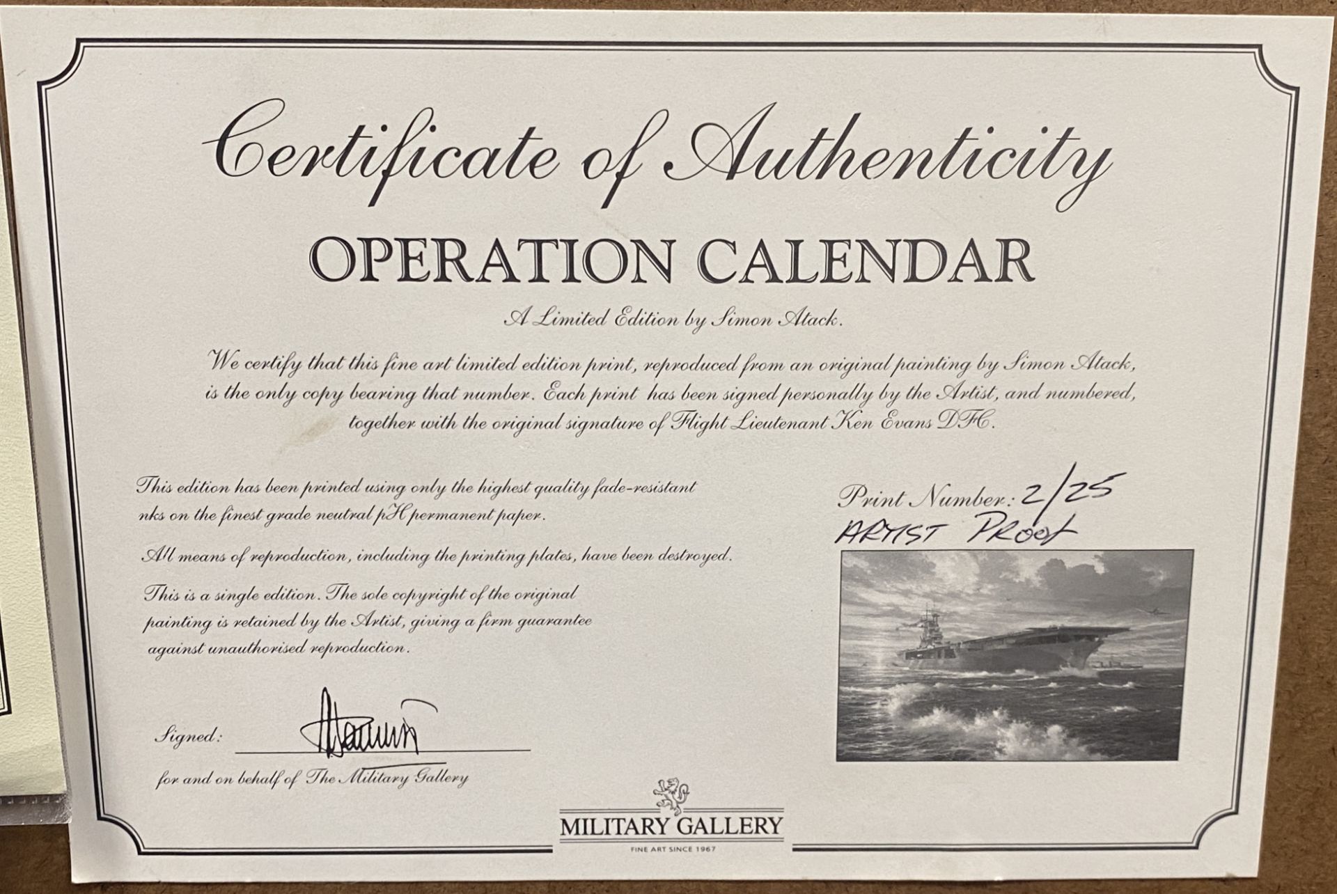 Simon Atack 'Operation Calendar' a framed artists proof no 2/25 featuring spitfires taking off from - Bild 7 aus 8
