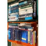 Contents to orange and green plastic crates - 47 books mainly maritime and naval related including