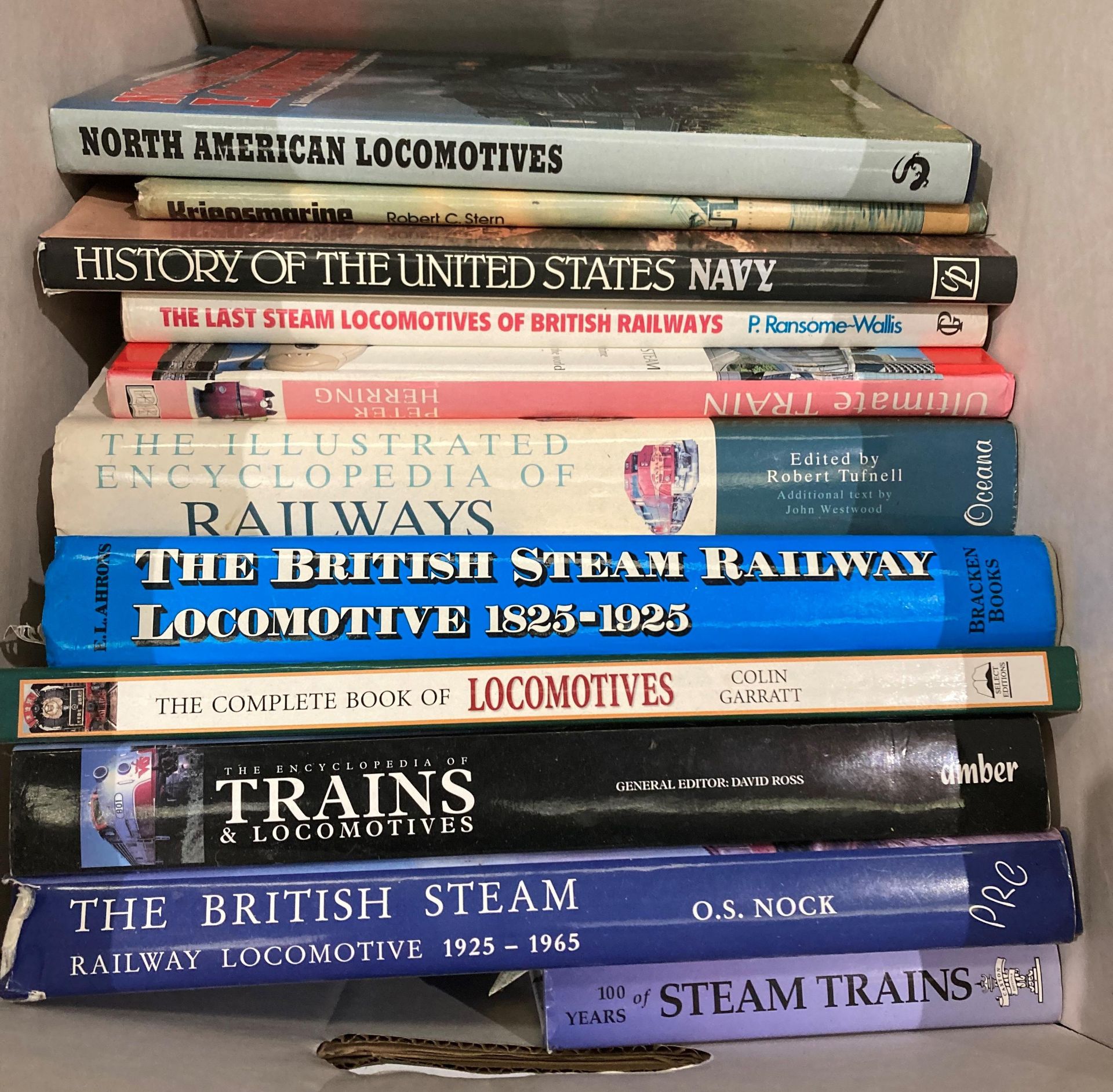 Contents to three boxes - approximately 38 assorted books on battleships, railways, locomotives, - Image 2 of 4