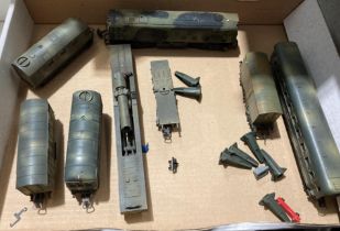 Contents to tray - eight Hornby & Lima OO gauge military trains,