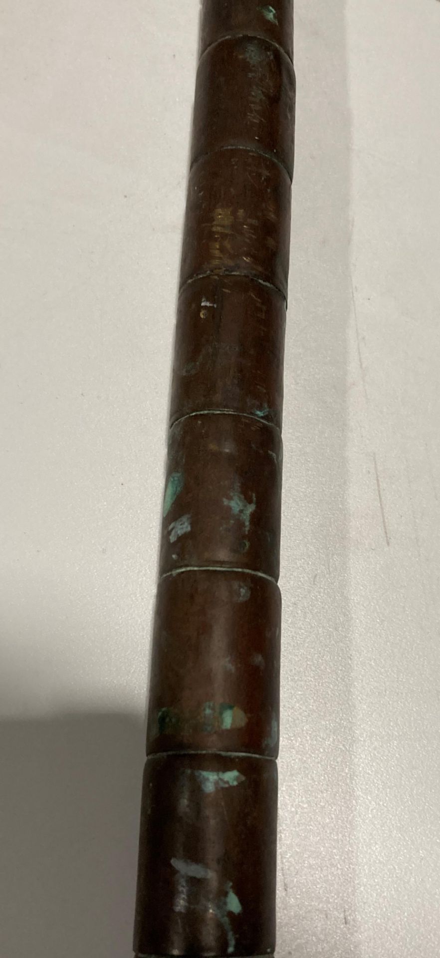 Old copper coated cattle whip missing rope end, - Image 3 of 4